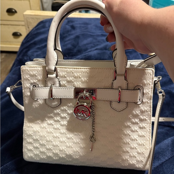 Michael Kors Cream Satchel with Silver Accents